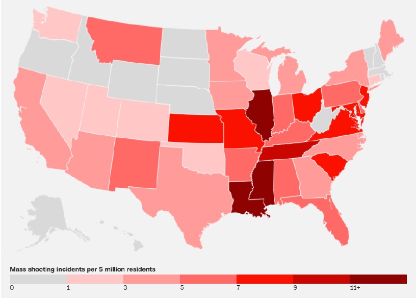 美大规模枪杀案有多严重 9张图表让人一目了然