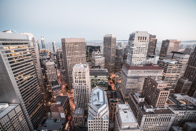 Big City Skyscrapers and Buildings in The Evening Free Image Download