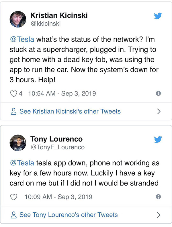 特斯拉App大面积宕机:有美国车主称4小时没法用车