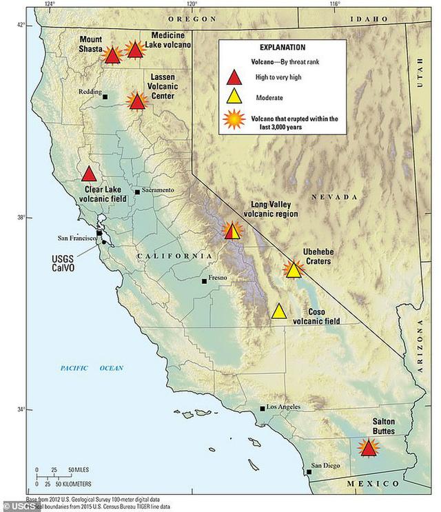美国地质调查局报告令人担忧，加州7座活火山可能引发可怕大灾难