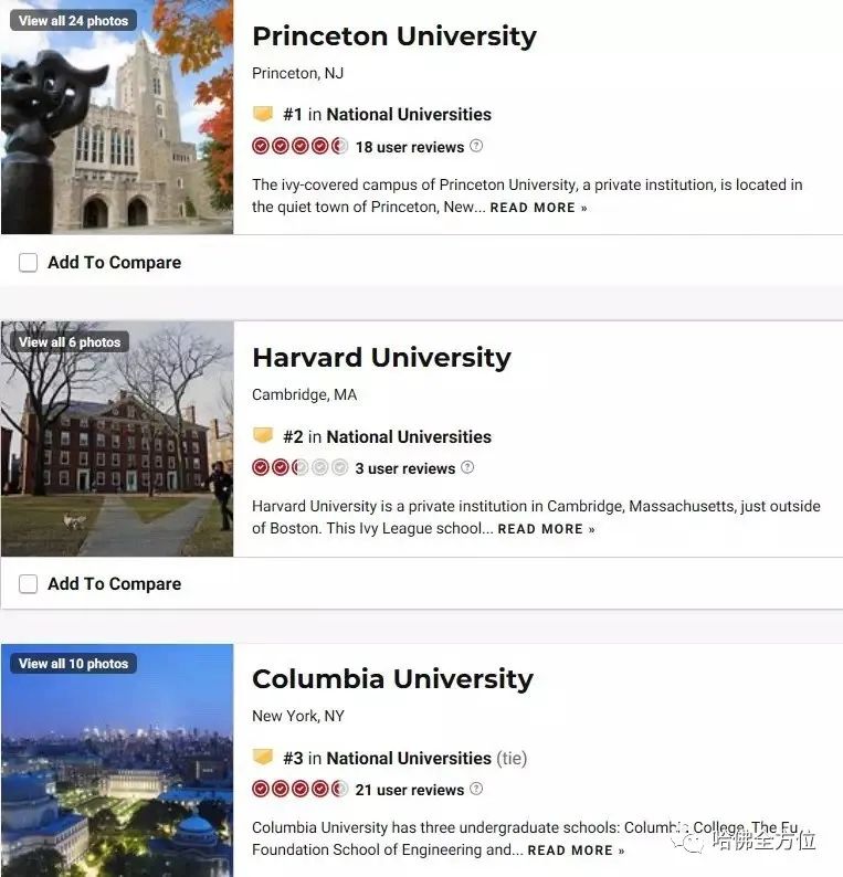 美国大学排名大不同,你该用哪一个？