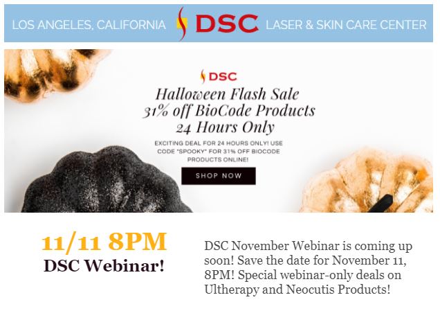 【醫美】31% Off Halloween 24hr Flash Sale & Register for DSC Nov 11 8PM Webinar! | 美芝秀鐳射美容纖體中心