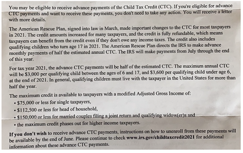 美国政府发钱，$3,000/$3,600 Child Tax Credit 详解 | 作者：Fei (April) Chen, CPA