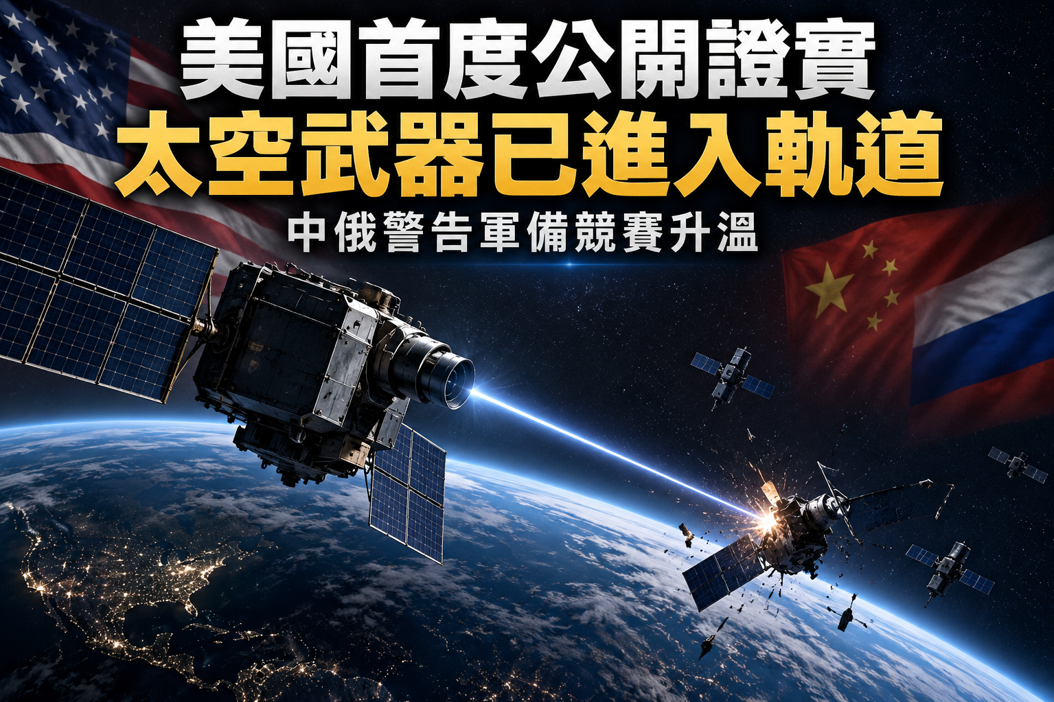 【太空武器】美國首度公開證實太空武器已進入軌道　中俄警告軍備競賽升溫